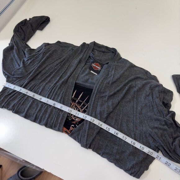 Harley-Davidson Women L/XL Open Front Cardigan With Motorcycle Graphic Tank Top - Picture 13 of 13